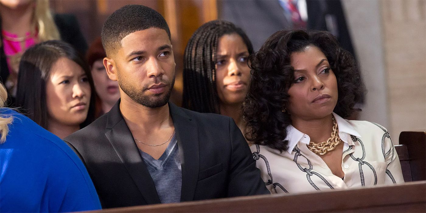Jussie Smollett and Taraji P. Henson sitting together in Empire