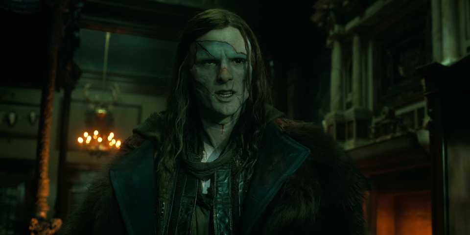 The Creature (Jacob Elordi) asks for a companion in 'Frankenstein' (2025).