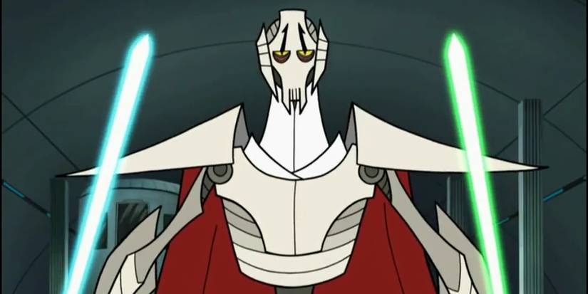 General Grievous with two lightsabers in 'Star Wars Clone Wars' (2003)