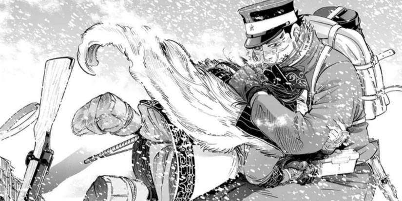 Sugimoto and Asirpa hugging in golden-kamuy-manga