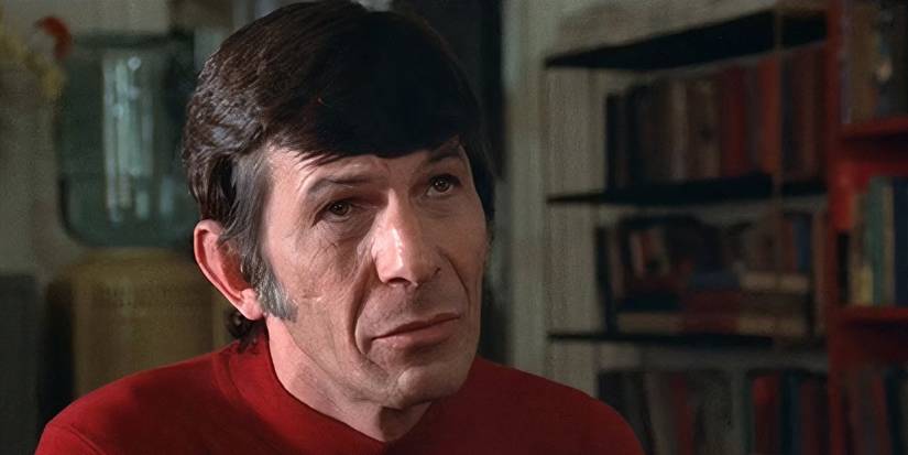 Leonard Nimoy glancing up in his house in Invasion of the Body Snatchers