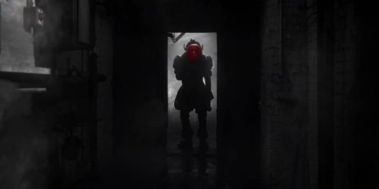 Pennywise (Bill Skarsgard) in the darkness in 'IT: Welcome to Derry'