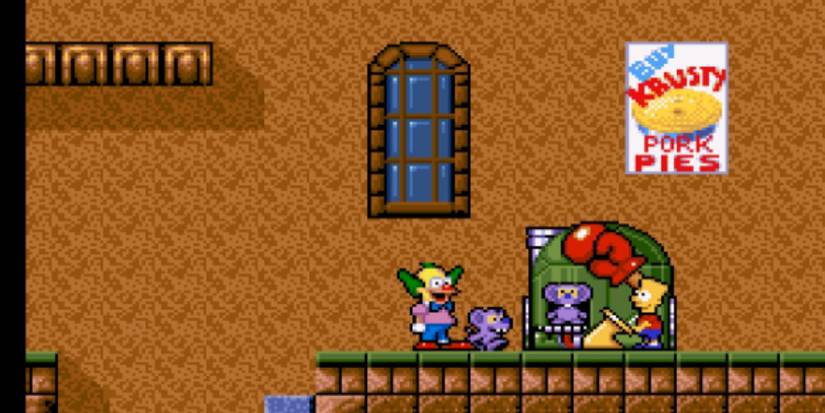 Krusty and Bart in Krusty's Super Fun House