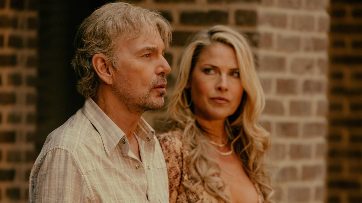 Billy Bob Thornton and Ali Larter talking on Landman