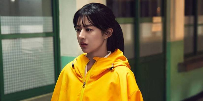 A girl in a yellow rain jacket in the Disney+ K-drama 'Moving'
