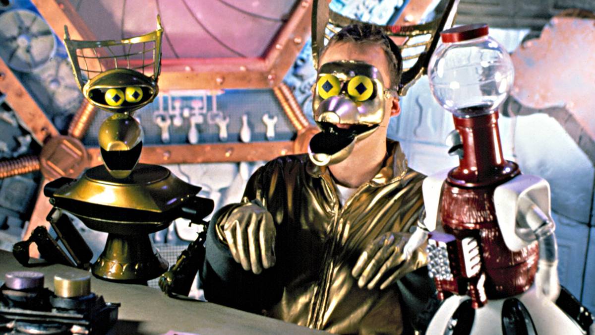 Crow, Michael Nelson, and Tom Servo in Mystery Science Theater 3000