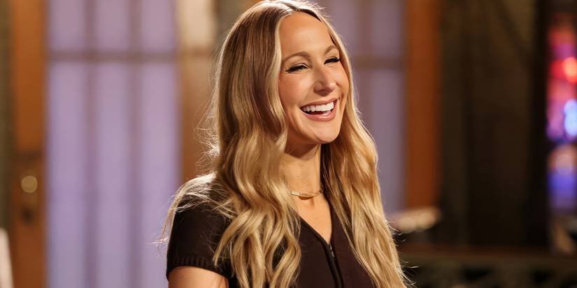 Nikki Glaser smiling in a promo for SNL.