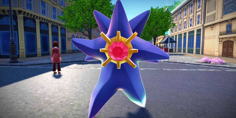 Mega Starmie berlari di jalan