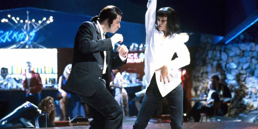 John Travolta as Vincent and Uma Thurman as Mia dancing during the 50s diner scene in Pulp Fiction (1994)