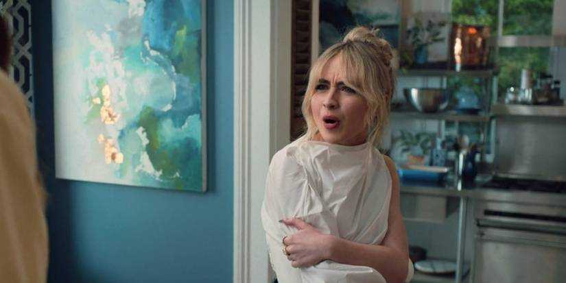 Sabrina Carpenter making a weird face in Tall Girl 2