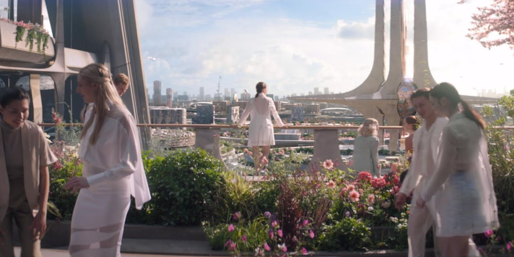 Lenina (Jessic Brown Findlay) looks out over New London in 'Brave New World'