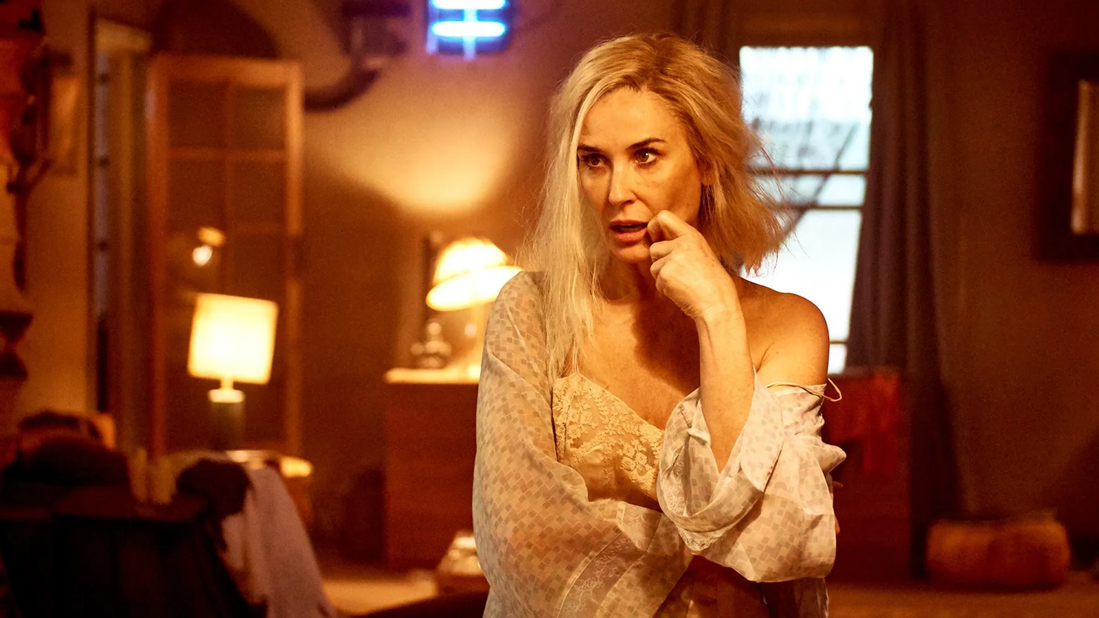 Linda (Demi Moore) looks dishevelled in 'Brave New World'