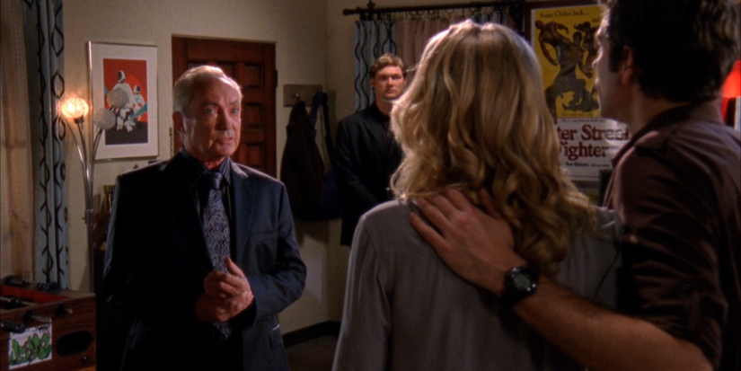 Udo Kier, Zachary Levi, and Yvonne Strahovski in an episode of Chuck