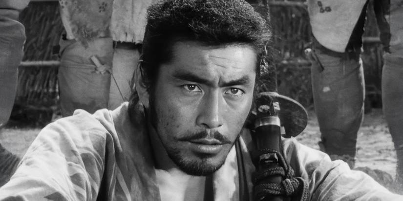 A man looking intently ahead in Seven-Samurai