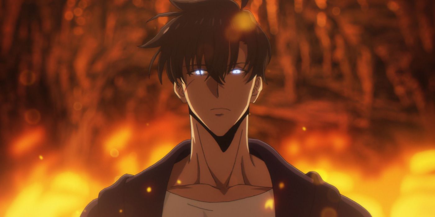 Sung Jin woo in front of flames in Solo Leveling Season 2: Arise from the Shadow