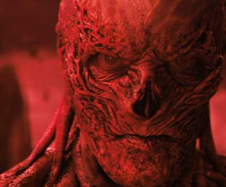 Close-up of Vecna in the Upside Down in Season 4 of Stranger Things.