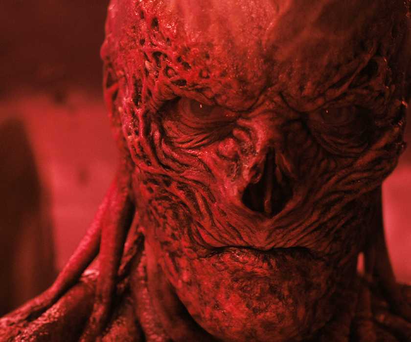 Close-up of Vecna in the Upside Down in Season 4 of Stranger Things.