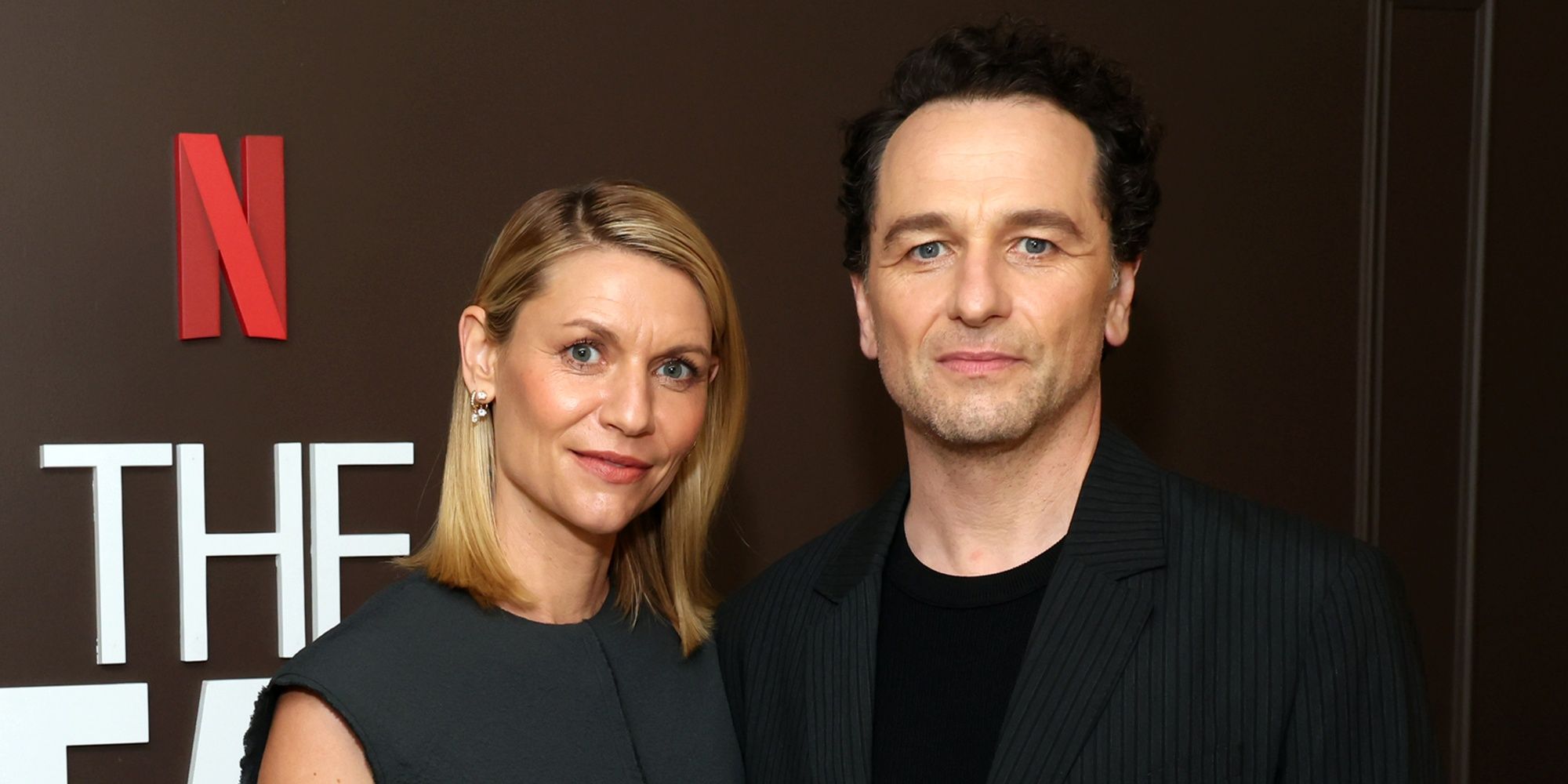 Claire Danes and Matthew Rhys standing together on the red carpet at a Tastemaker event for The Beast in Me