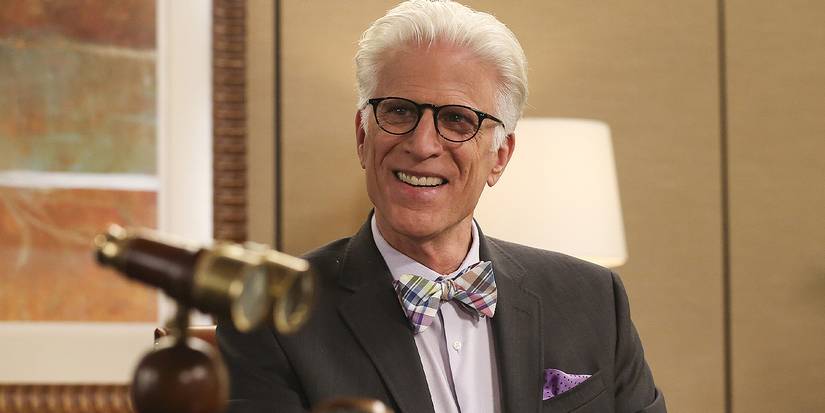 Ted Danson smiling in the Season 1 finale of The Good Place