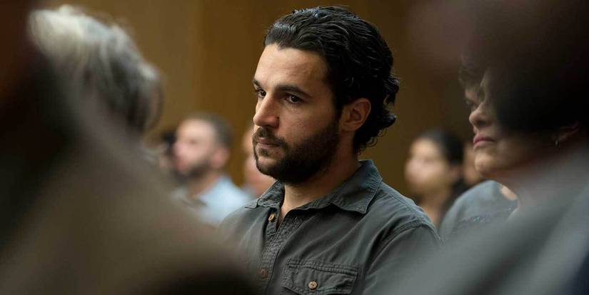 Christopher Abbott looking intense in the crowd in The Sinner