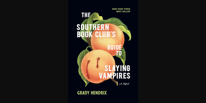 Peaches with vampire bite on The Southern Book Club's Guide to Slaying Vampires by Grady Hendrix.