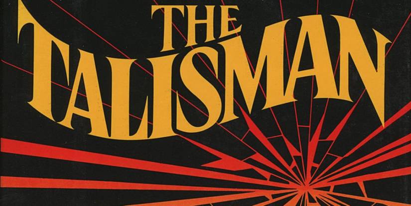 The title with broken glass illustration on the book cover for The Talisman by Stephen King.