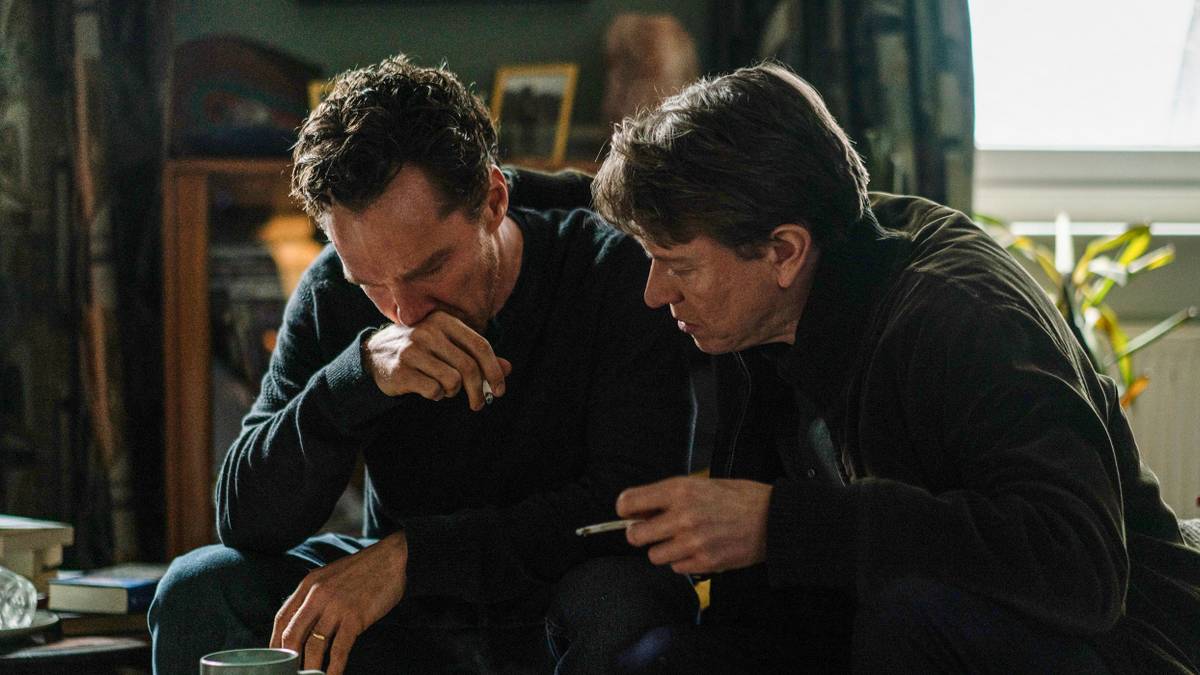 Sam Spruell comforting a grief-stricken Benedict Cumberbatch in The Thing With Feathers
