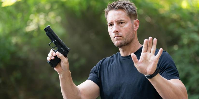 Colter Shaw (Justin Hartley) puts down his gun on 'Tracker'