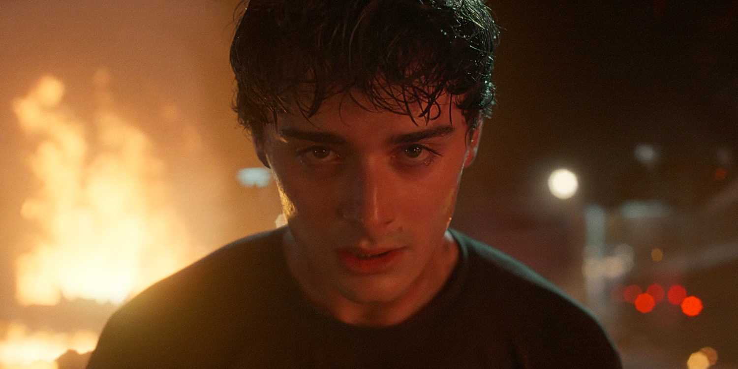 Will Byers looking serious in a close-up while channeling his powers in Stranger Things Season 5 Volume 1.