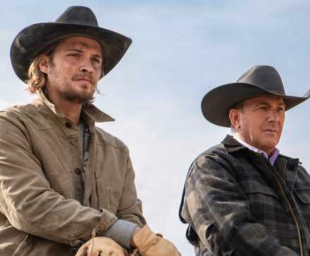 Luke Grimes and Kevin Costner in Yellowstone