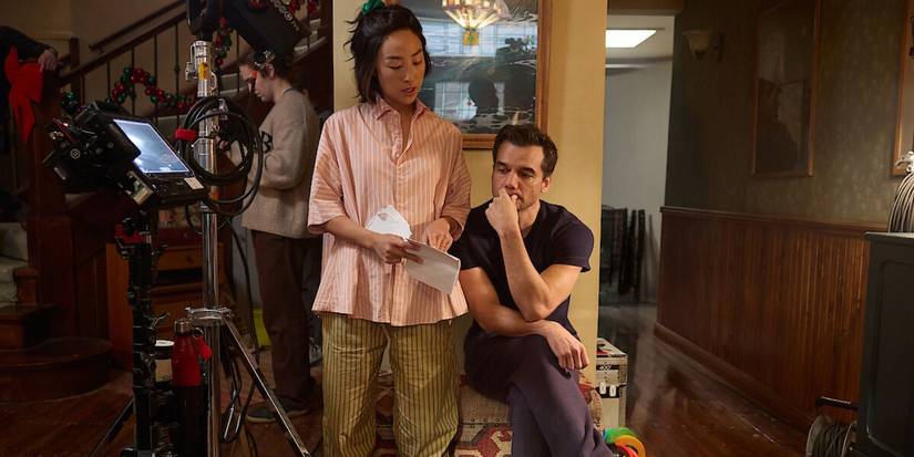 Greta Lee behind the scenes on the set of '11817.'