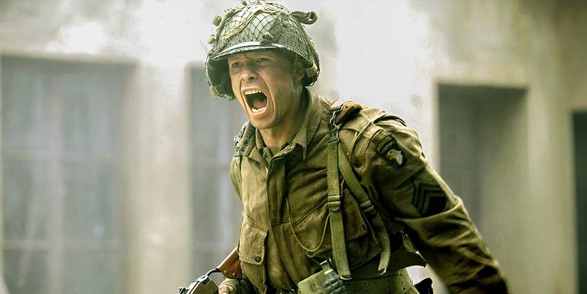 Lipton yelling in World War II uniform in Band of Brothers.