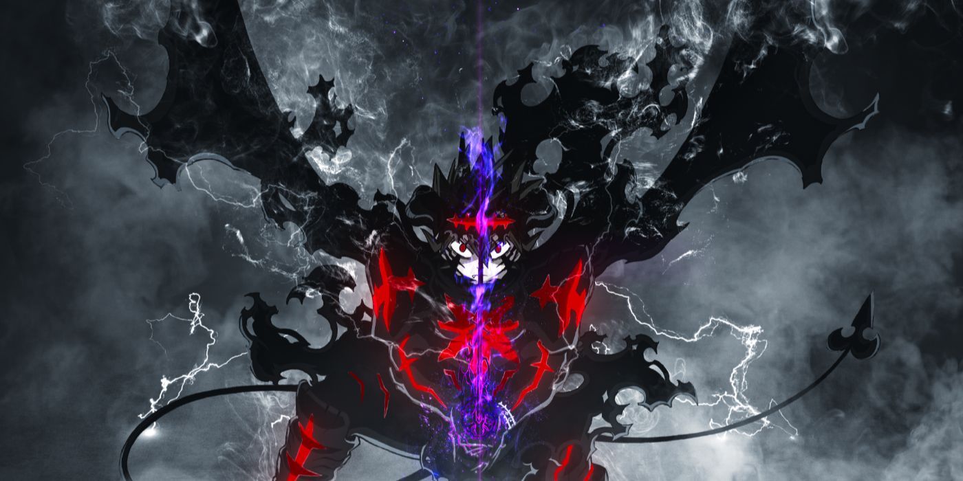 Asta with dark wings and a sword in Black Clover poster