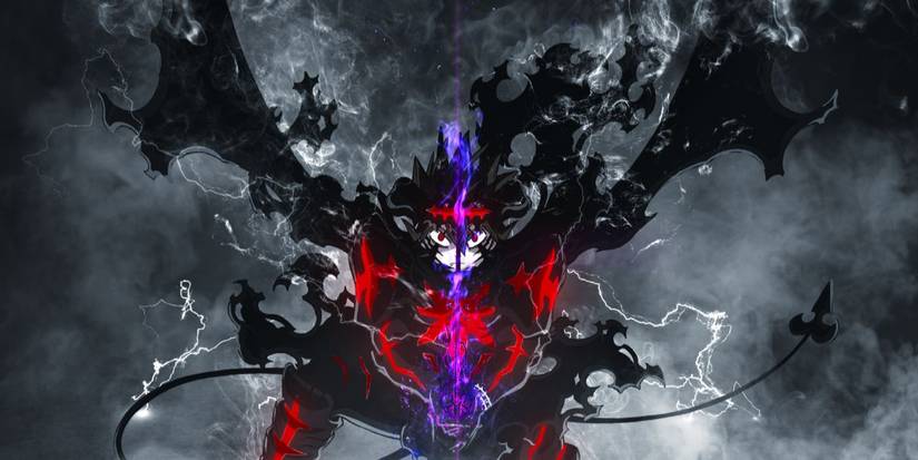 Asta with dark wings and a sword in Black Clover poster