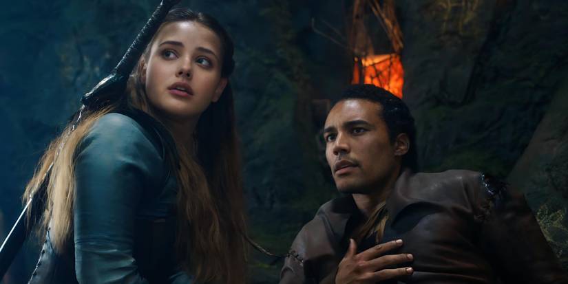 Nimue (Katherine Langford) and Arthur (Devon Terrell) in Cursed