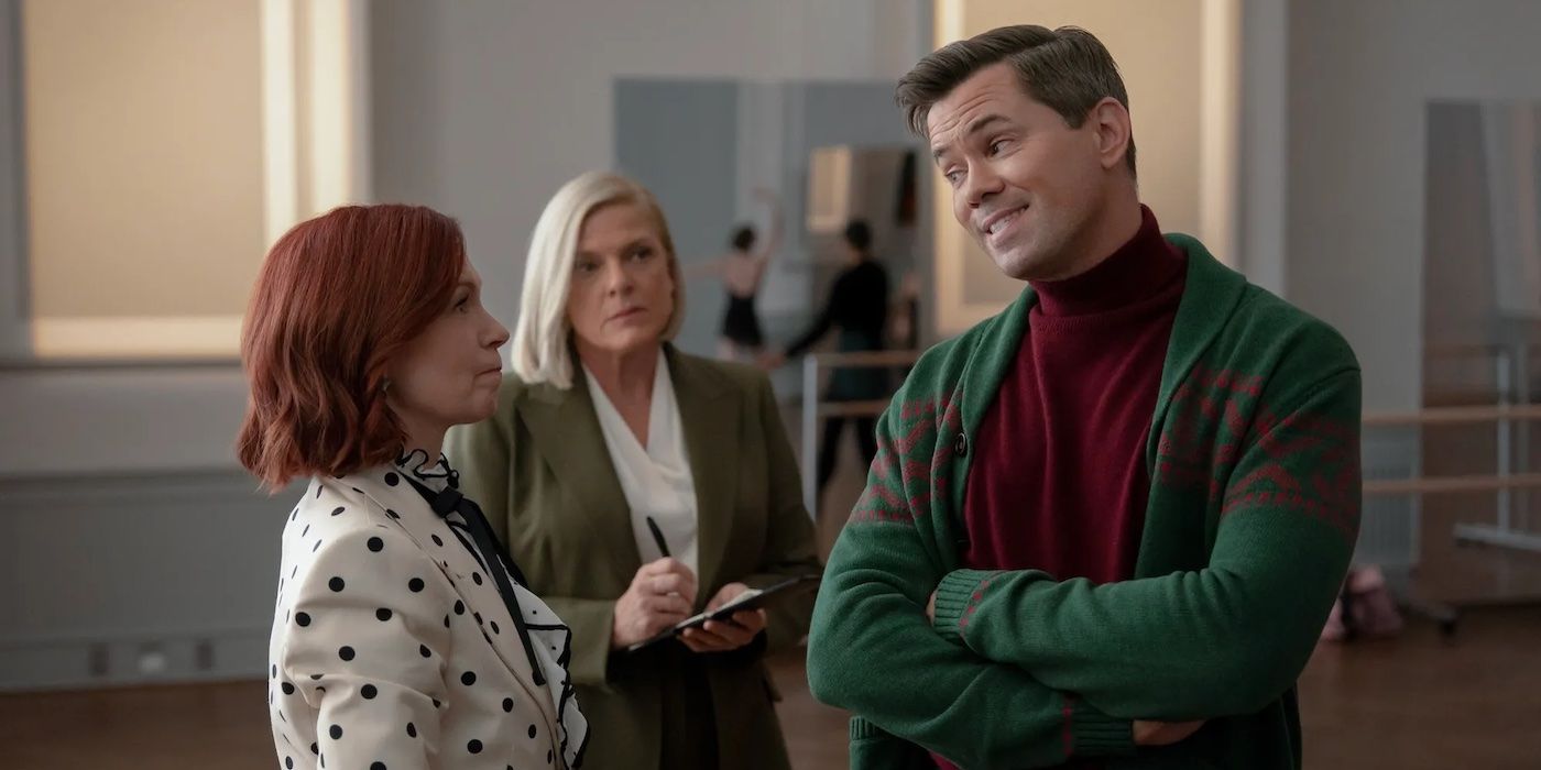Elsbeth (Carrie Preston) and Detective Donnelly (Molly Price) question Harris (Andrew Rannells) in the Elsbeth episode 