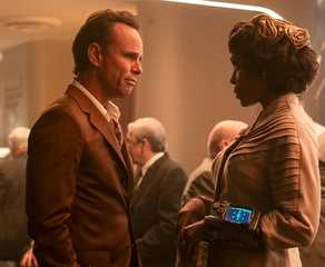 Walton Goggins as Cooper Howard and Frances Turner as Barb in Fallout Season 2