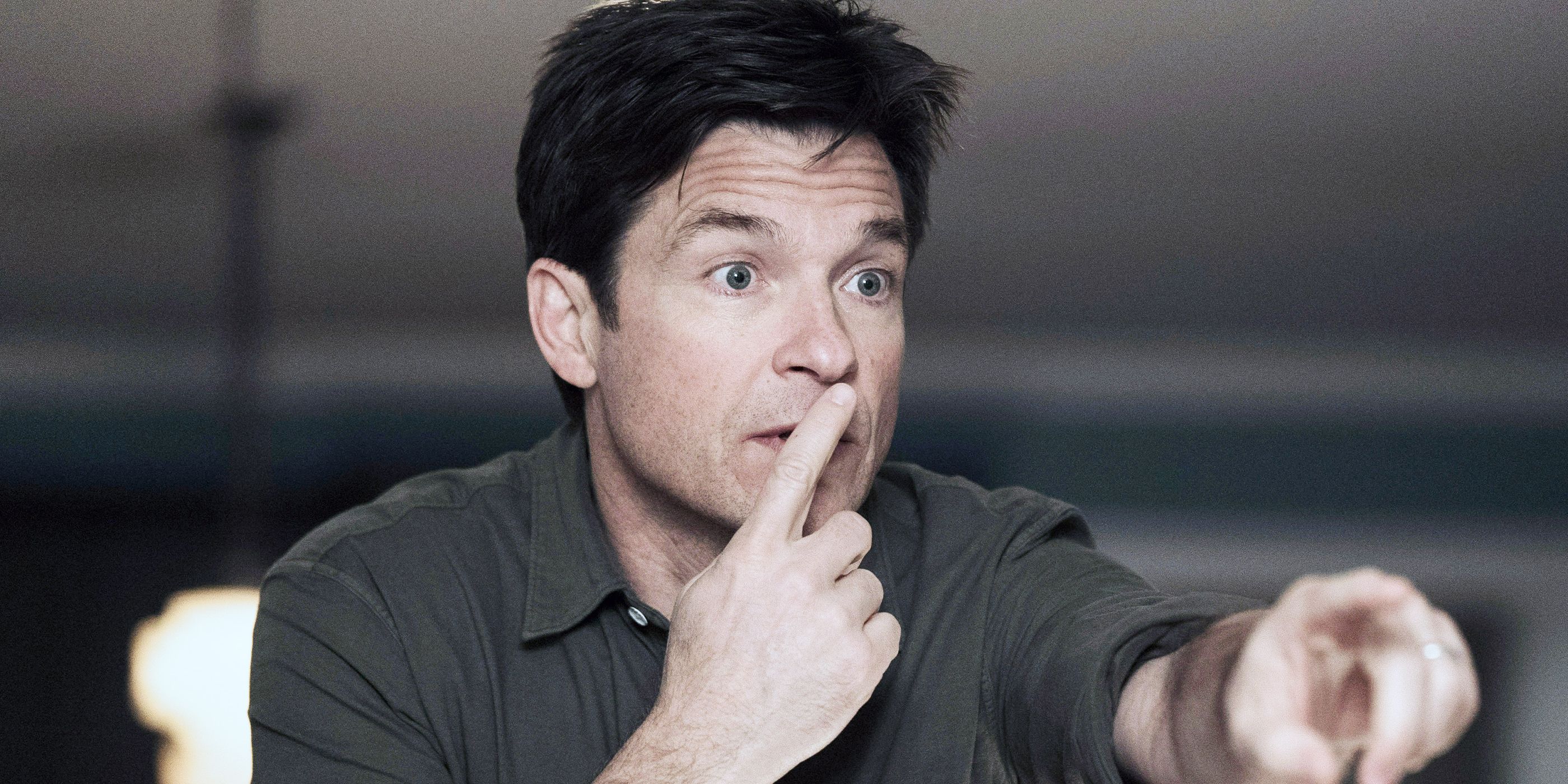 Jason Bateman pointing and holding a finger by his face in 'Game Night'