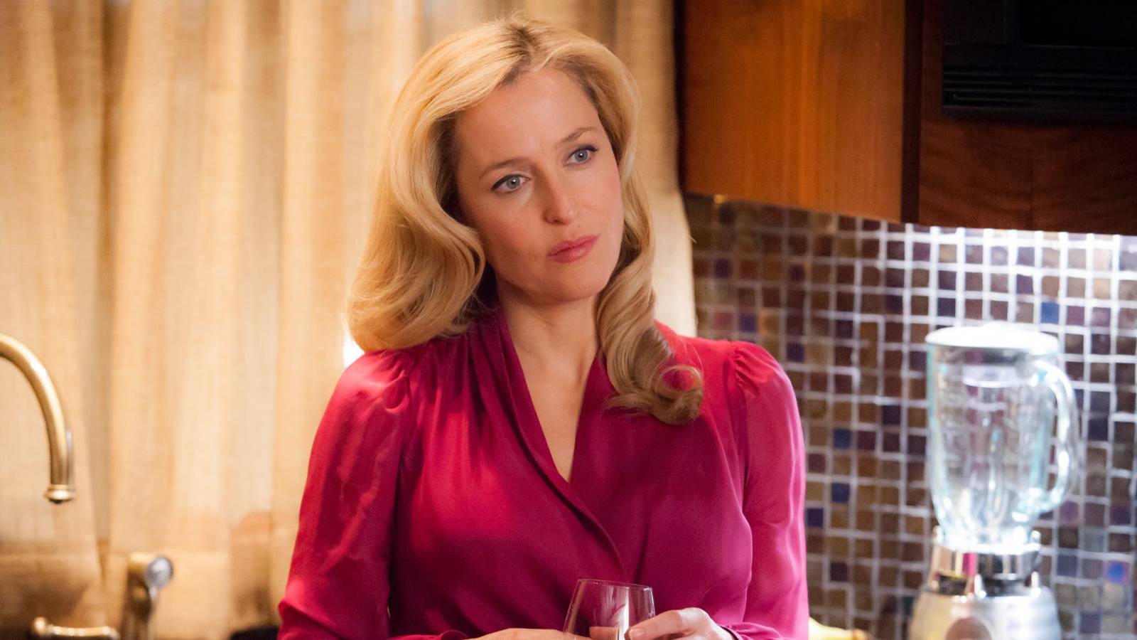 gillian anderson pink dress Gillian Anderson's Golden Globes Gown Had Vagina Embroidery