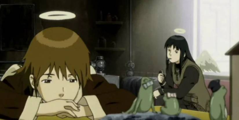 Two bored looking angels in Haibane Renmei