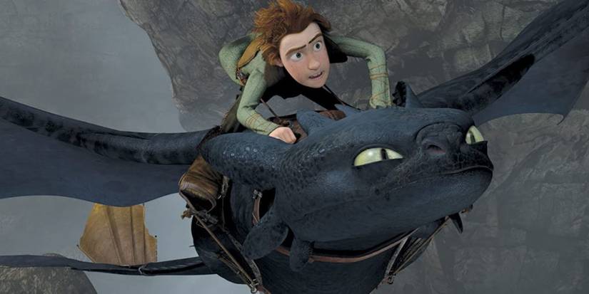 Hiccup flying Toothless in 'How to Train Your Dragon'