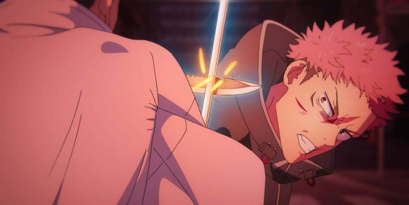 Yuji clashing blades with someone in Jujutsu Kaisen