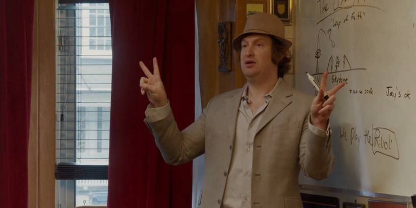 Matthew Johnson with a whiteboard in 'Nirvanna the Band the Show the Movie'