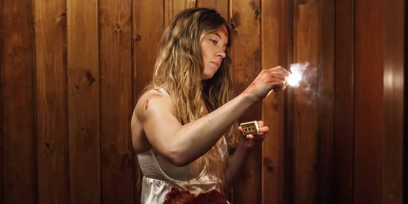 Sydney Sweeney lighting a match in The Housemaid