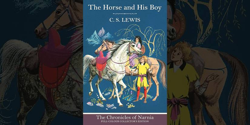 A book cover for 'The Horse and His Boy' by C.S. Lewis, the fifth of 'The Chronicles of Narnia'