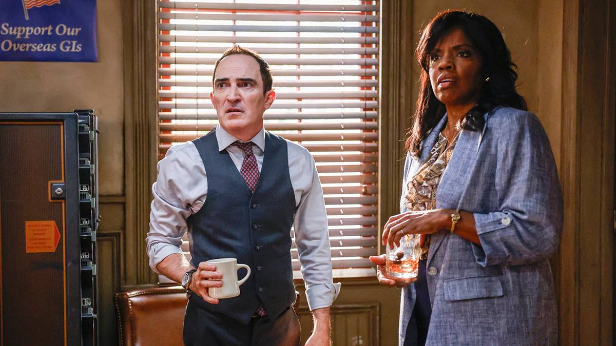 Patrick Fischler as Cliff Walker and Tyla Abercrumbie as Mary Jo Hayes in NCIS: ORIGINS Season 2 Episode 7