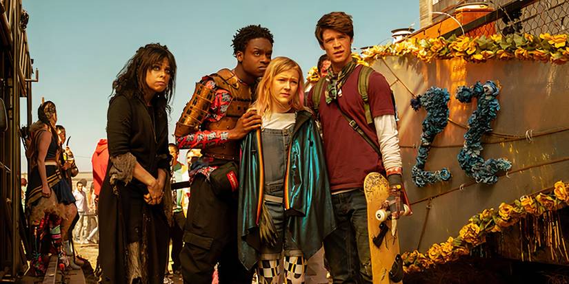 Netflix's Daybreak series' cast of characters staring forward. 