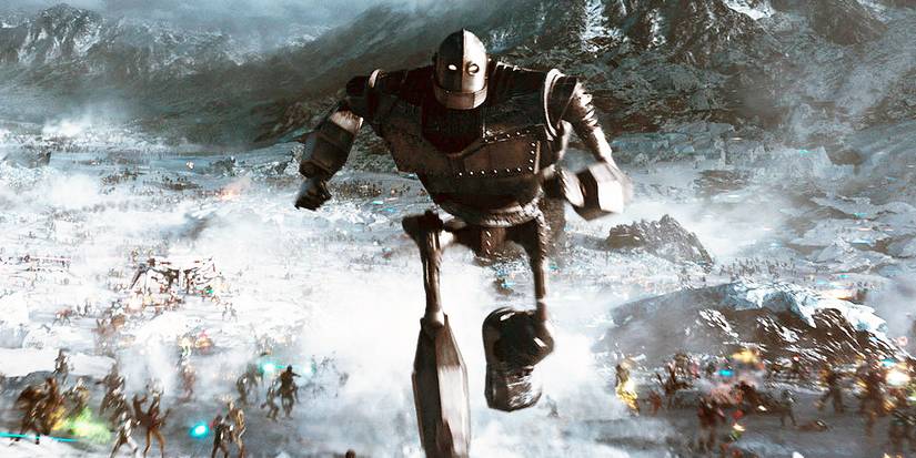 The Iron Giant running to battle in Ready Player One.