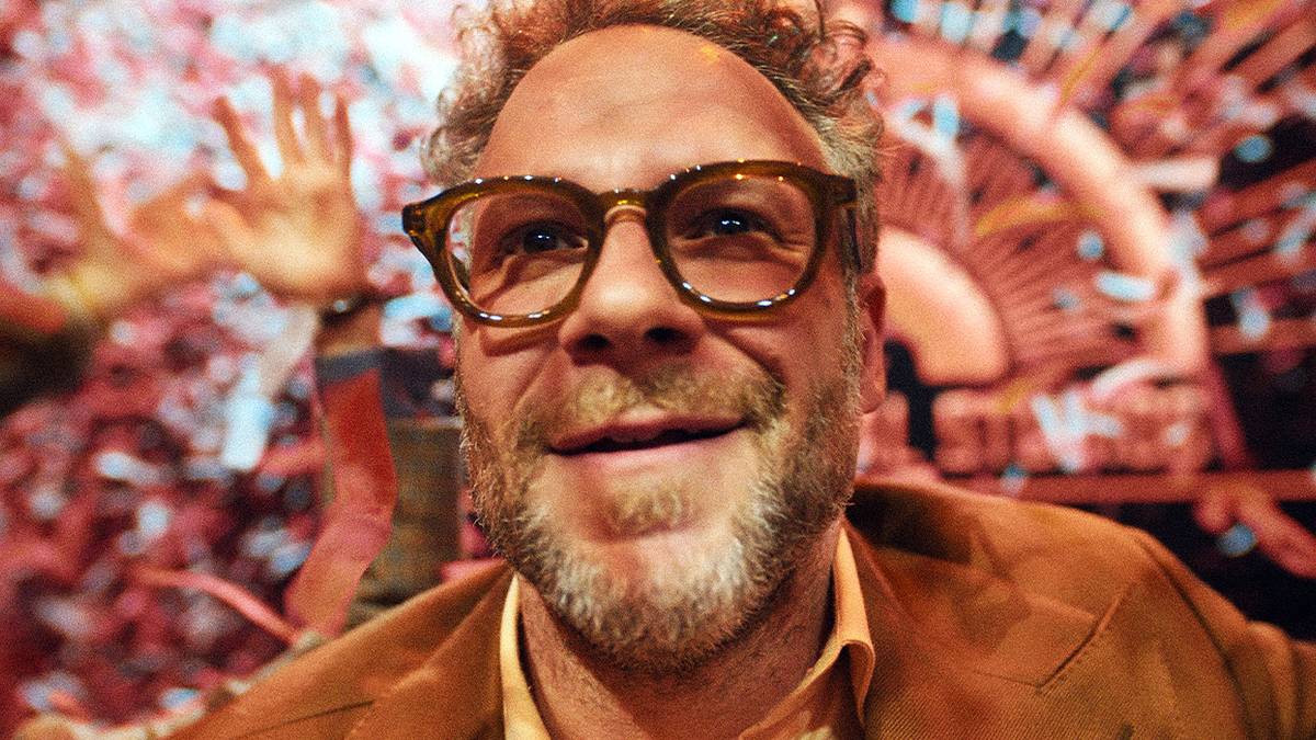 Seth Rogen smiling wide in The Studio