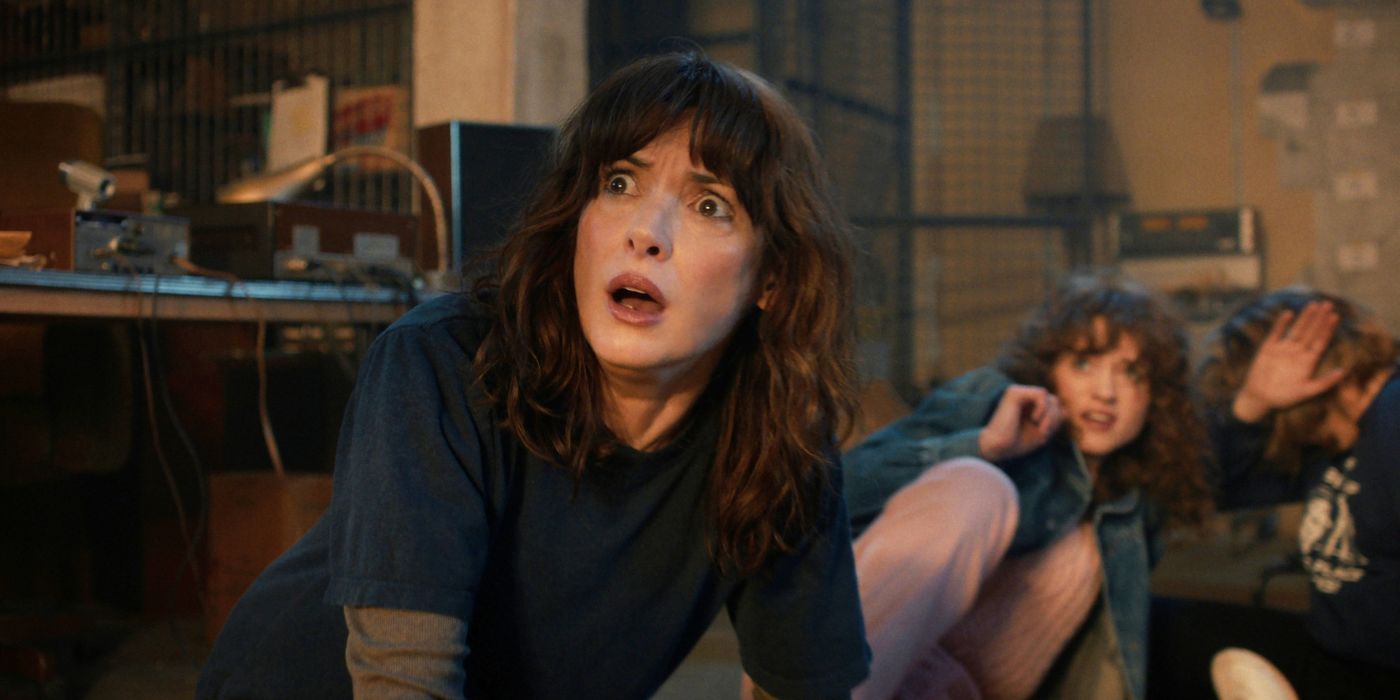 Joyce with a shocked expression on her face